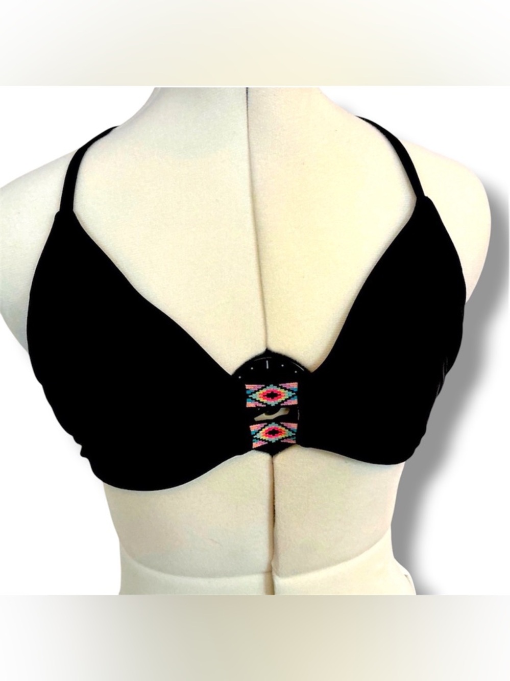Black Women's bikini top with Colorful Accent